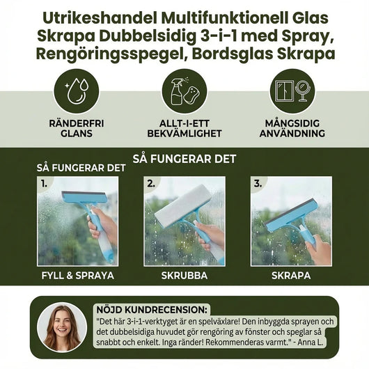 3-i-1 Multifunktionell Glasrengöringsstång