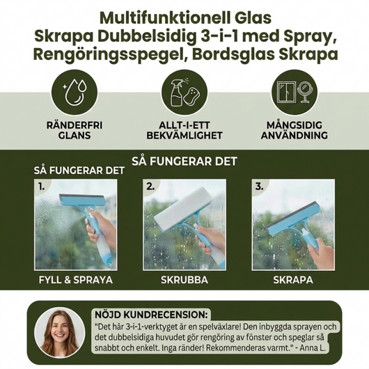 3-i-1 Multifunktionell Glasrengöringsstång