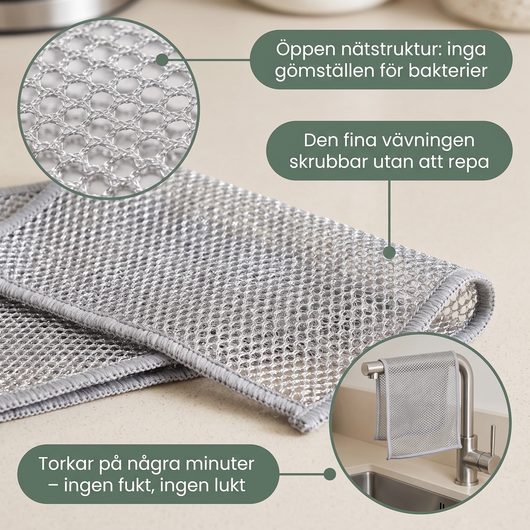 EasyClean öppen nätstruktur som inte repar
